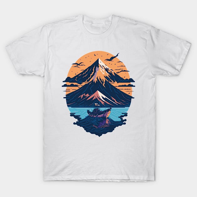 Serene Mount Fuji Sunset Peaceful River Scenery T-Shirt by star trek fanart and more